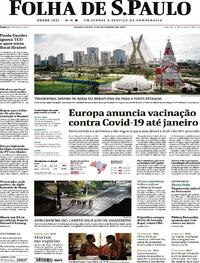 Capa do jornal Folha de S.Paulo 03/12/2020