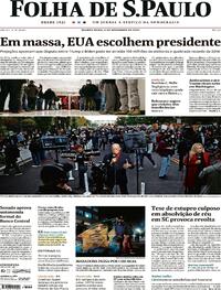 Capa do jornal Folha de S.Paulo 04/11/2020