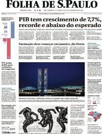 Capa do jornal Folha de S.Paulo 04/12/2020