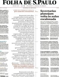 Capa do jornal Folha de S.Paulo 05/06/2020