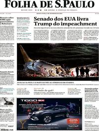 Capa do jornal Folha de S.Paulo 06/02/2020