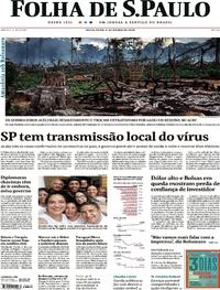 Capa do jornal Folha de S.Paulo 06/03/2020