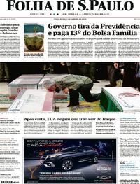 Capa do jornal Folha de S.Paulo 07/01/2020