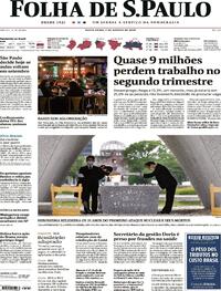 Capa do jornal Folha de S.Paulo 07/08/2020