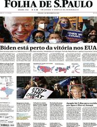 Capa do jornal Folha de S.Paulo 07/11/2020