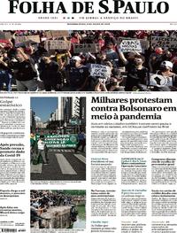Capa do jornal Folha de S.Paulo 08/06/2020