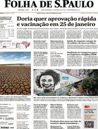 Capa do jornal Folha de S.Paulo 08/12/2020