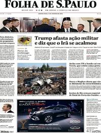 Capa do jornal Folha de S.Paulo 09/01/2020