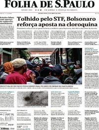 Capa do jornal Folha de S.Paulo 09/04/2020