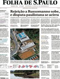 Capa do jornal Folha de S.Paulo 09/10/2020
