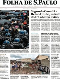 Capa do jornal Folha de S.Paulo 10/01/2020