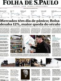Capa do jornal Folha de S.Paulo 10/03/2020