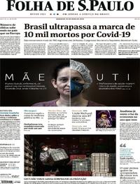 Capa do jornal Folha de S.Paulo 10/05/2020