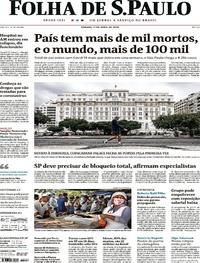 Capa do jornal Folha de S.Paulo 11/04/2020
