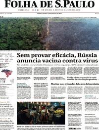 Capa do jornal Folha de S.Paulo 12/08/2020