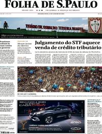 Capa do jornal Folha de S.Paulo 13/01/2020