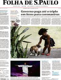 Capa do jornal Folha de S.Paulo 13/04/2020
