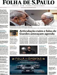 Capa do jornal Folha de S.Paulo 14/02/2020