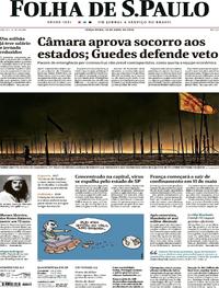 Capa do jornal Folha de S.Paulo 14/04/2020