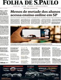 Capa do jornal Folha de S.Paulo 14/05/2020