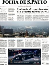 Capa do jornal Folha de S.Paulo 15/01/2020