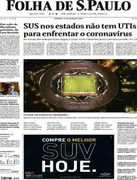 Capa do jornal Folha de S.Paulo 15/03/2020