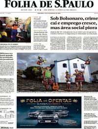 Capa do jornal Folha de S.Paulo 16/02/2020