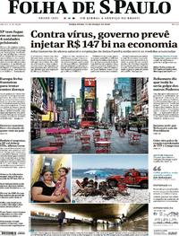 Capa do jornal Folha de S.Paulo 17/03/2020