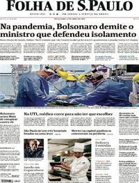 Capa do jornal Folha de S.Paulo 17/04/2020