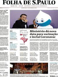 Capa do jornal Folha de S.Paulo 17/12/2020