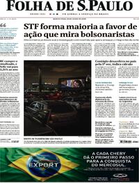 Capa do jornal Folha de S.Paulo 18/06/2020