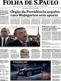 Capa do jornal Folha de S.Paulo 19/02/2020