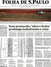 Capa do jornal Folha de S.Paulo 19/04/2020
