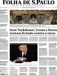 Capa do jornal Folha de S.Paulo 19/05/2020