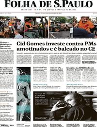 Capa do jornal Folha de S.Paulo 20/02/2020