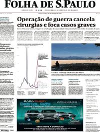 Capa do jornal Folha de S.Paulo 20/03/2020