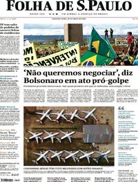 Capa do jornal Folha de S.Paulo 20/04/2020