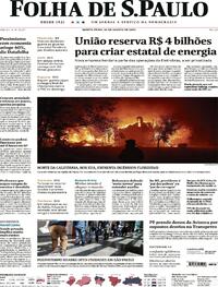 Capa do jornal Folha de S.Paulo 20/08/2020