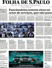 Capa do jornal Folha de S.Paulo 21/03/2020
