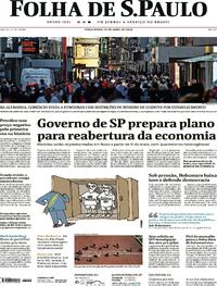 Capa do jornal Folha de S.Paulo 21/04/2020