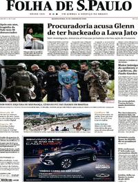 Capa do jornal Folha de S.Paulo 22/01/2020