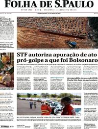 Capa do jornal Folha de S.Paulo 22/04/2020