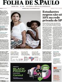 Capa do jornal Folha de S.Paulo 23/11/2020