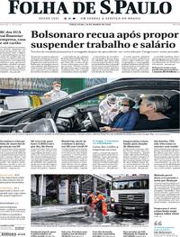 Capa do jornal Folha de S.Paulo 24/03/2020