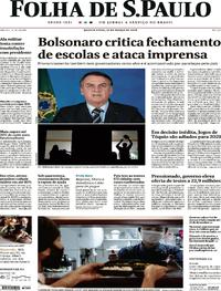 Capa do jornal Folha de S.Paulo 25/03/2020