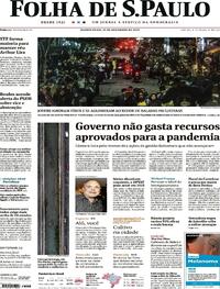 Capa do jornal Folha de S.Paulo 25/11/2020