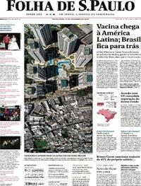 Capa do jornal Folha de S.Paulo 25/12/2020