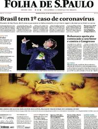 Capa do jornal Folha de S.Paulo 26/02/2020