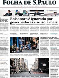 Capa do jornal Folha de S.Paulo 26/03/2020