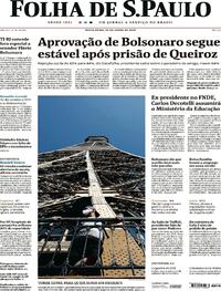 Capa do jornal Folha de S.Paulo 26/06/2020